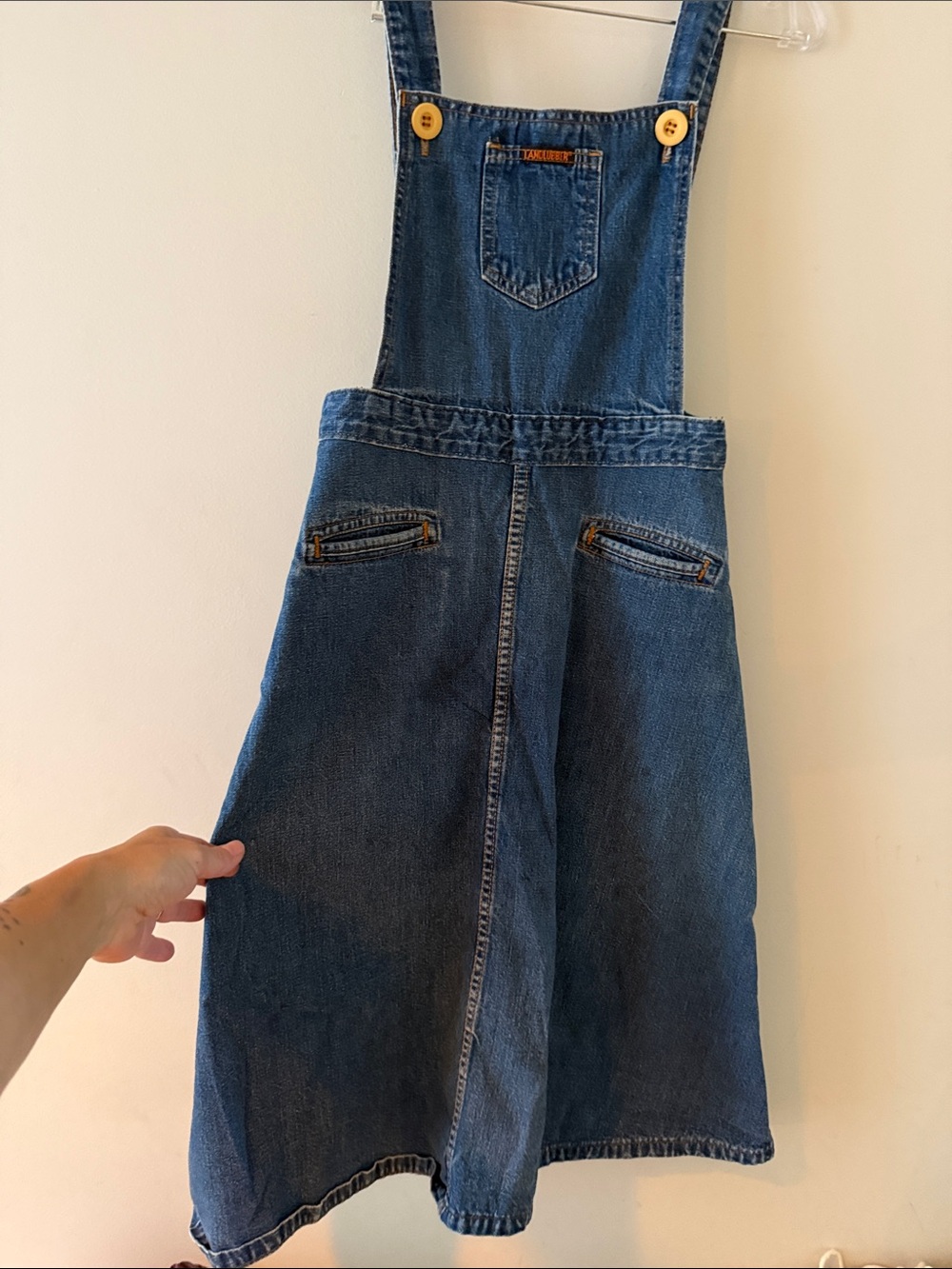Vintage Landlubber Denim Overall Skirt in Dark Blue Jean